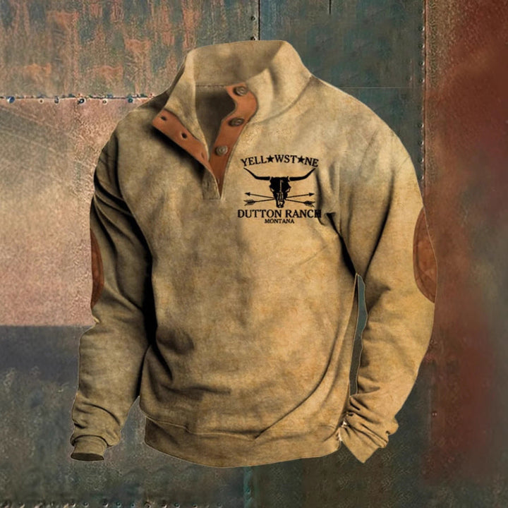 Arthur | Tan Ranch-Stil Halv-Zip Sweatshirt