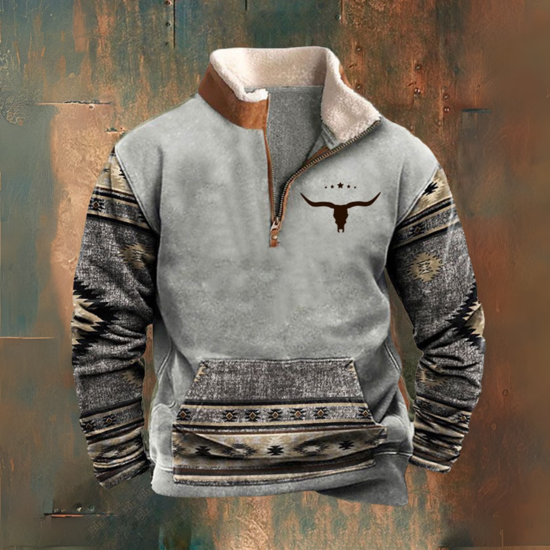 Daniel | Grå Mønstret Half-Zip Sweatshirt