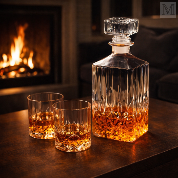 Karafka til whisky - Sæt med flaske og glas