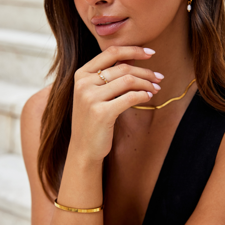 Fred - Krystal Guld Vine Ring