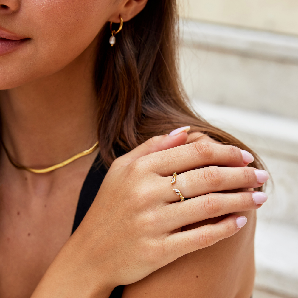 Fred - Krystal Guld Vine Ring