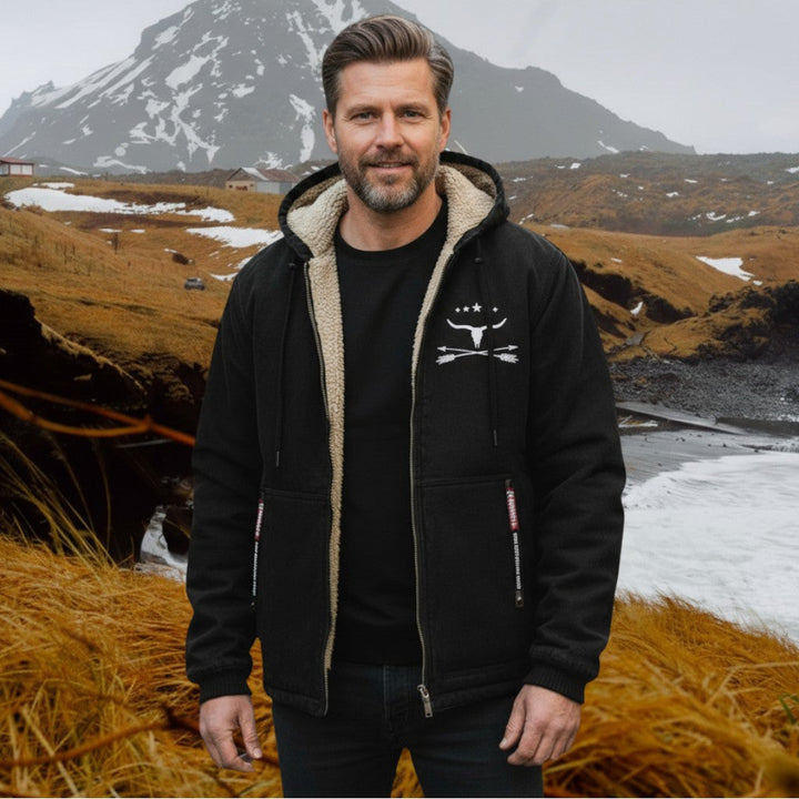Henry | Sort Sherpa-Foret Hættejakke