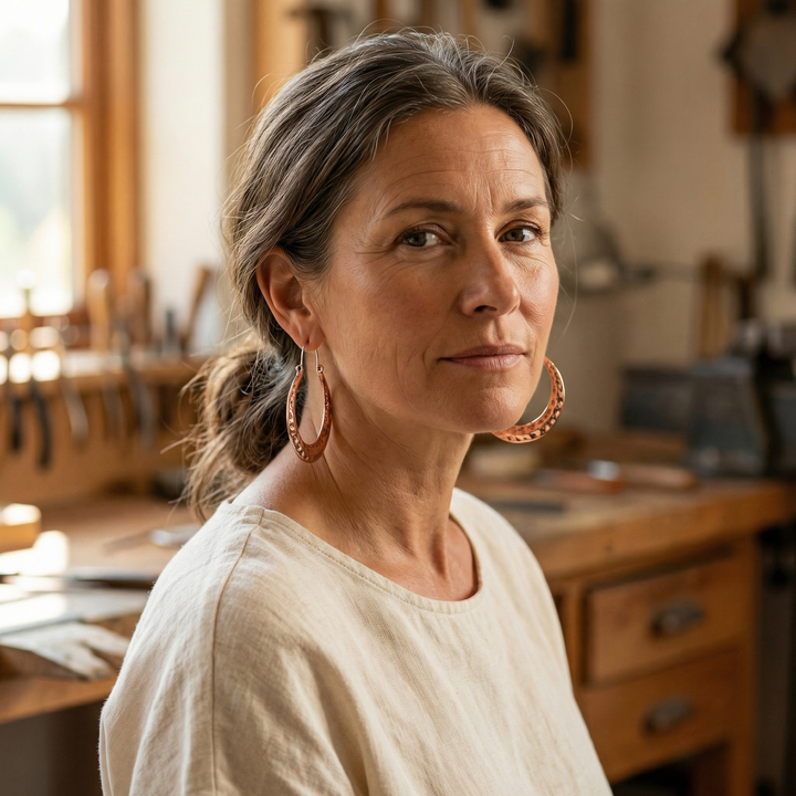 Kobberøreringe i halvmåneform