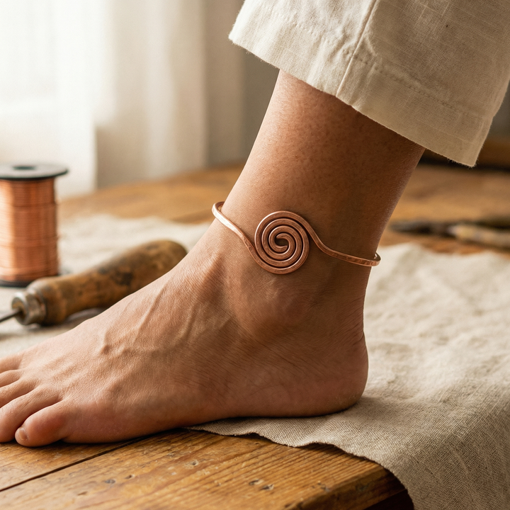 Kobberankelarmbånd med spiral
