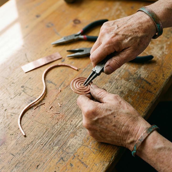 Kobberankelarmbånd med spiral