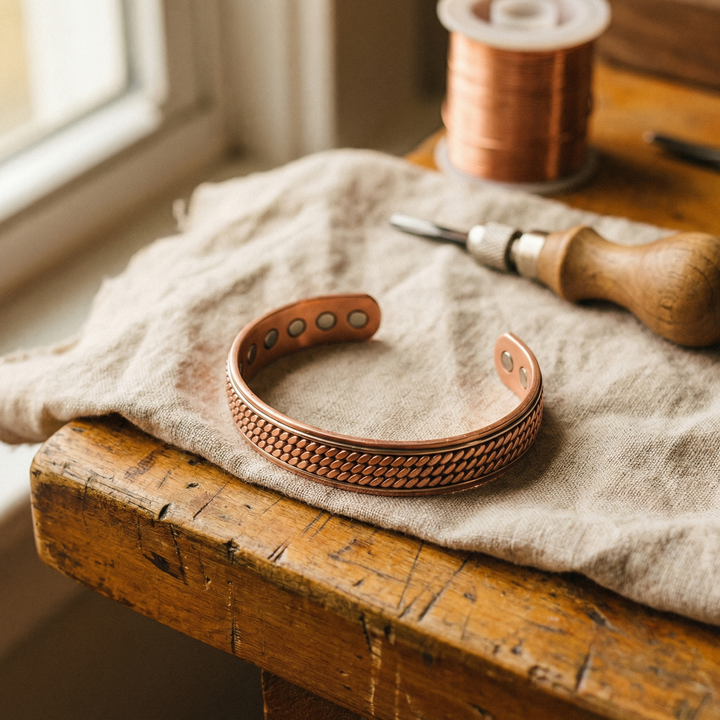 Bølgeformet kobberarmbånd