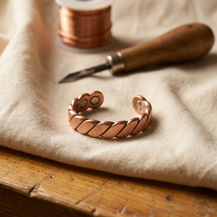 Kobberring med spiralmønster