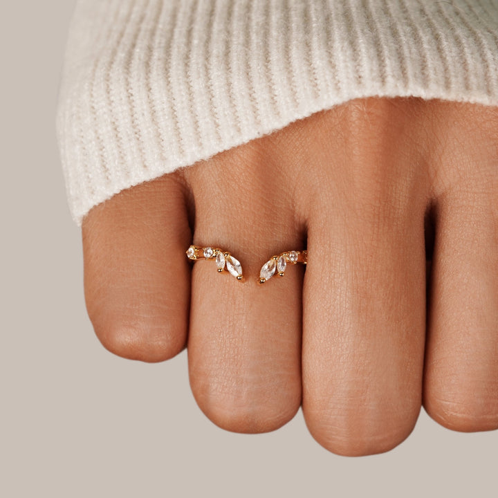 Fred - Krystal Guld Vine Ring