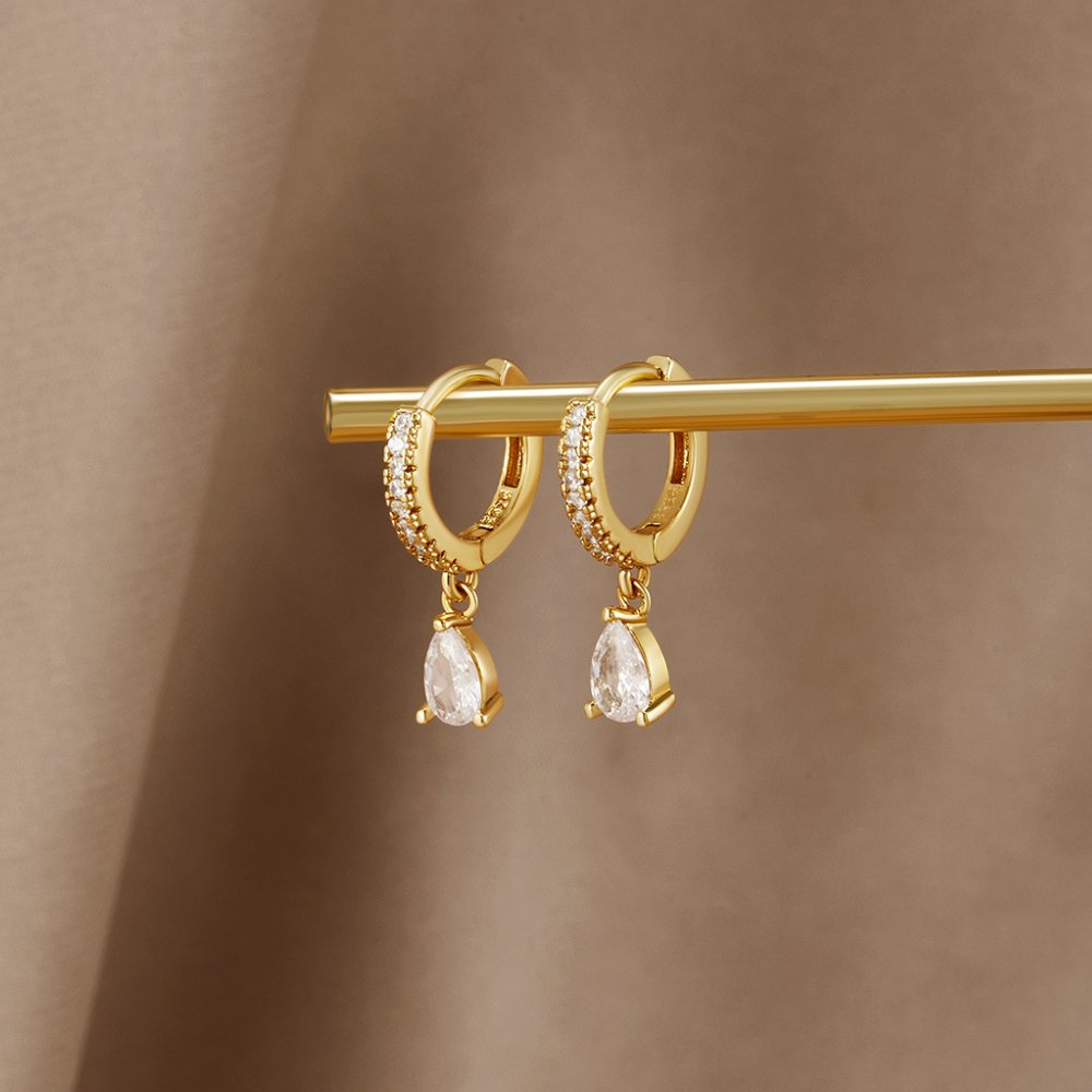 Premium Krystal Guld Øreringe